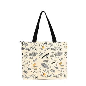 Fashion Cartoon Pattern Long Handle DIY Blank Pure Color Shopping Bag Canvas Tote Bags for Students
