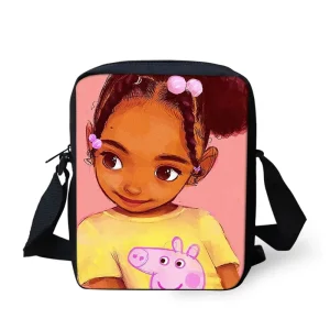 Fashion Cartoon Zipper Durable Blank Polyester Messenger Bag Small Kids School Bags Black Unisex Backpack