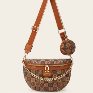 Fashion Classic Geometric Printed Cork Crossbody Sling Bag for Women Casual Versatile Use