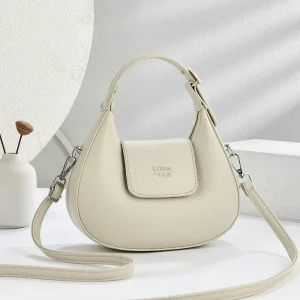Fashion Crescent Dumpling Crossbody Bag Single Strap Polyester Lining Casual Solid Color Portable Women’s Handbags