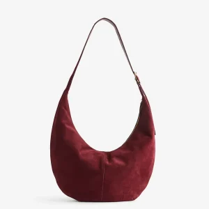 Fashion Custom Logo Large Vintage Messenger Hobo Tote Curve Shoulder Bag Suede Leather Handbag for Women