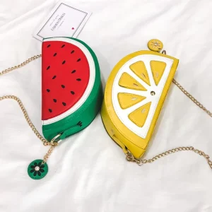 Fashion Cute Watermelon Lemon Crossbody Shoulder Chain Kids Women Casual Clutch Cartoon Fruit Purses Handbag Bag