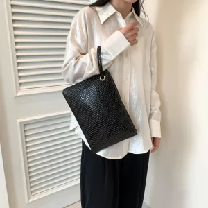 Fashion Design Crocodile Texture Women’s Clutch Bag with Wrist Strap and Large Capacity Suitable for Mobile Phone Bags for Daily