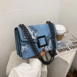Fashion Design Ladies Shoulder Bags Snakeskin Pu Leather Crossbody Purse Chain Handbags for Women Luxury