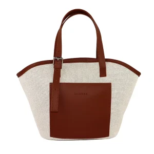 Fashion Designed Bag Pu Leather Heavy Canvas Handle Beach Casual Women Canvas Tote Bag
