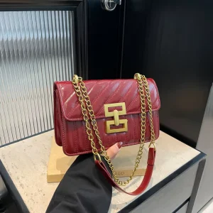 Fashion Designer Bags Solid PU Leather Bag Trendy Clutch Satchel Chain Purse Small Flap Hand Bags Women Designer Purses