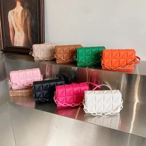 Fashion Designer Mini Shoulder Handbags for Girls & Ladies PU Lining Crossbody Purses with Chains Decoration