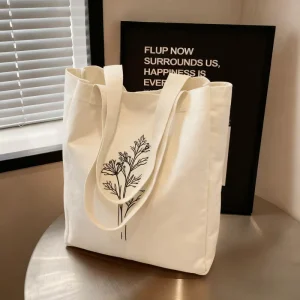 Fashion Eco Friendly Shopping Women’s Tote Bag Canvas Tote Bag With Pocket Custom Printed Logo Pattern