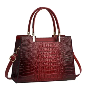 Fashion Elegant Black Croc Pattern Women Top Handle Bag Casual Formal Satchel Crossbody Shoulder Handbag for Women