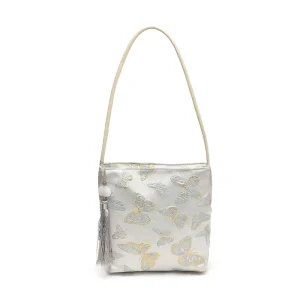 Fashion Embroidery Butterfly Large Capacity New Foreign Style Contrast Color Commuter Shoulder Crossbody Bucket Bag Female