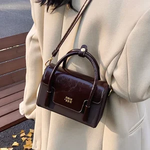 Fashion Expandable Single Shoulder Strap Button Closure PU Leather Women’s Vintage Handbags