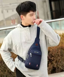 Fashion Fabric Chest Crossbody Pouch Men’s Leather Wallet Waist Fanny Pack Men Belt Bag for Man