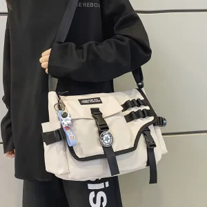 Fashion Functional Messenger Bag for Men Women Large Capacity Waterproof Nylon Crossbody Bag Casual Shoulder Bag
