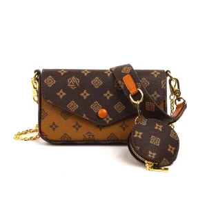 Fashion Geometric Pattern Letter Printed Pouch Envelope Chain Bag Polyester Shoulder Crossbody Bag