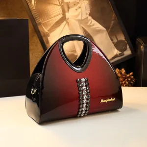 Fashion Gradient Zipper Clutch Bag for Women with Two Straps Portable Design Large Capacity and Vintage Style