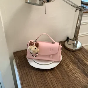 Fashion Handbags Lady Soft PU Leather Shoulder Bags Lady Cute Pendant Design Top Quality Purses for Girls