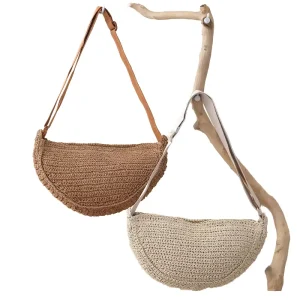 Fashion Handbags Summer Crochet Beach Straw Tote Shoulder Bag Single Open Leather Handle Polyester Lining for Women