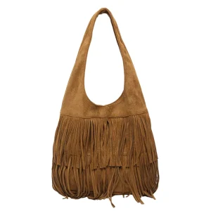 Fashion High Quality Vintage Ladies PU Waterproof Shoulder Tote Hobo Bags with Tassels Spring Autumn