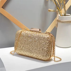 Fashion Korea Elegant Chain Crossbody Bag Ladies Sparking Clutch Evening Bag