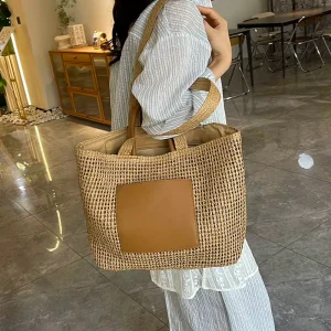Fashion Ladies Large Capacity Straw Tote Bags Custom Woven Straw Bag Women Straw Handbag