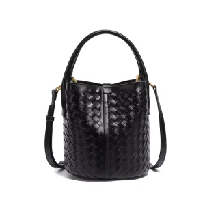 Fashion Ladies Woven Bucket Bag with Small Bag Large Capacity Shoulder Bag