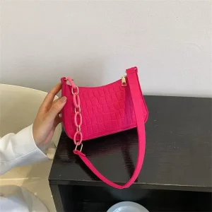 Fashion Lady PU Handbag with Luxury Designer Purses Ladies’ Shoulder Bag with Chain Decoration Women’s Handbags