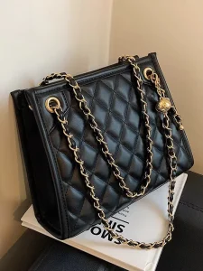 Fashion Lady PU Waterproof Single Strap Embroidered Small Square Chain Shoulder Tote Bag Summer
