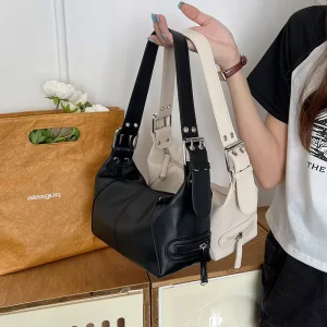 Fashion Lady Women’s Hobo Shoulder Bag Soft PU Leather Water Resistant Single Strap Zipper Closure