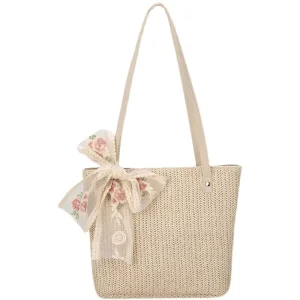 Fashion Large Capacity Woven Straw Summer Women Handbags Straw Beach Shoulder Tote Bag Straw Bags