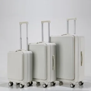 Fashion Luggage Hard Side Suit case with Front Pocket and USB Port 3 Piece Set Business Travel Luggage
