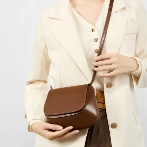 Fashion Luxury Branded Vintage Korean Style Real Leather Cross Body Shoulder Messenger Women Saddle Crossbody Bags Purses