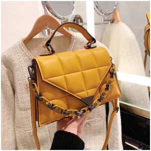 Fashion Luxury Designer Quilted Women Handbag Ladies Chain PU Leather Shoulder Crossbody Bag Purse Zippered Magnetic Handbag