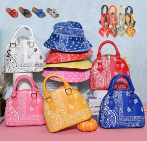 Fashion Luxury Folk-custom Chinese Style Purse Crossbody Bag Bucket Ladies Single Shoulder Women Handbags and Hats Set