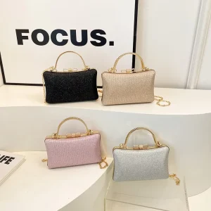 Fashion Luxury Pillow Shape Evening Clutch with Chain Strap Sling Handbag Lightweight for Women’s Parties & Weddings