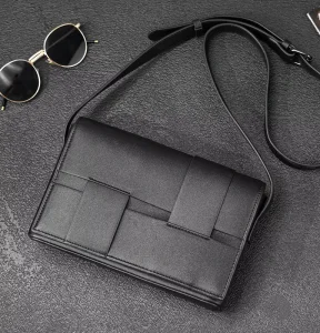 Fashion Luxury Premium Weave Design PU Men’s Messenger Bag Large Capacity Casual Shoulder Bag