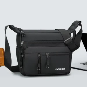 Fashion Men Casual Crossbody Bag Lightweight Oxford Shoulder Bag Multi Compartment Daily Travel Messenger Purse