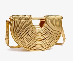 Fashion Noodle Line Half Moon Ladies Hand Bag PU Leather Designer Shoulder Crossbody Bag Stylish Women’s Clutch Purse