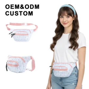 Fashion Nylon Crossbody Waist Bag Custom Floral Waterproof Multi compartment Money Belt Pack for Travel Sports Unisex