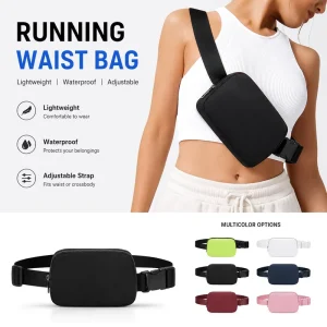 Fashion Oxford Nylon Waist Belt Bag Fanny Pack Lightweight Adjustable for Running Outdoor with Waterproof Zipper
