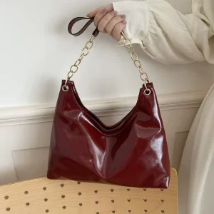 Fashion PU Leather Large Size Shoulder Bags Chain String Tote Bag for Women Designer Handbags Women’s Bag Ladies Purses
