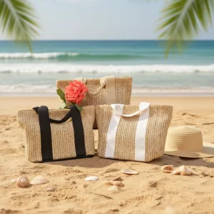 Fashion Personalized Straw Bag Eco-Friendly Portable Daily Use Beach Tote Bags for Women