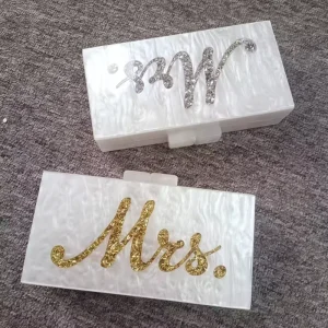 Fashion Purse Handbags Acrylic Banquet White Pearlescent Letter Sequins Ladies Luxury Evening Bags Clutch Bag Women’s Clutches