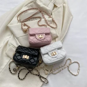 Fashion Quilted Mini Chain Bag Women’s PU Leather Crossbody Shoulder Purse for Daily Party