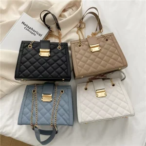 Fashion Sac Femme Minimalism Square Shoulder Bags Chains Lingge Pattern Crossbody Bag for Women Purses and Handbags