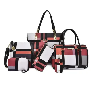 Fashion Shoulder Bags Women Purses Wallet 6 Pieces Set Handbag