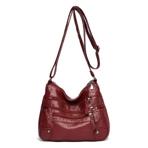 Fashion Shoulder Bags for Women PU Leather Crossbody Handbag Zipper Messenger Bag for Shopping