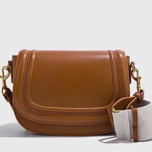 Fashion Small Flap Saddle Bag Designer Wide Strap Women Luxury PU Leather Crossbody Shoulder Bag Zipper Candy Trendy Phone Purse