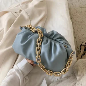Fashion Soft PU Leather Chain Cloud Underarm Women Hand Bags Dumpling Shoulder Crossbody Purses and Handbags