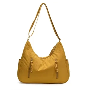 Fashion Solid Color Nylon Hobo Student Travel Handbag Women Large Capacity Multi Zippers Dumpling Casual Crossbody Bag