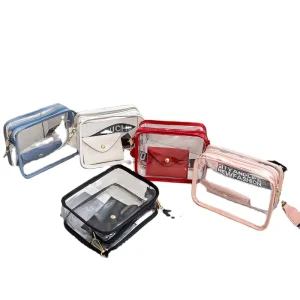 Fashion Stadium Approved PVC Clear Crossbody Messenger Bag With Leopard Strap Transparent Handbag for Women Outdoor Chest Bags